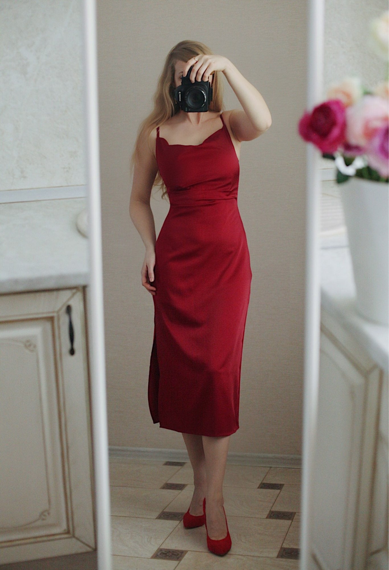 French Retro Sexy Swing Neck Sling Skirt Burgundy Prom Dress,Spaghetti Straps Classic Prom Dress  C1798