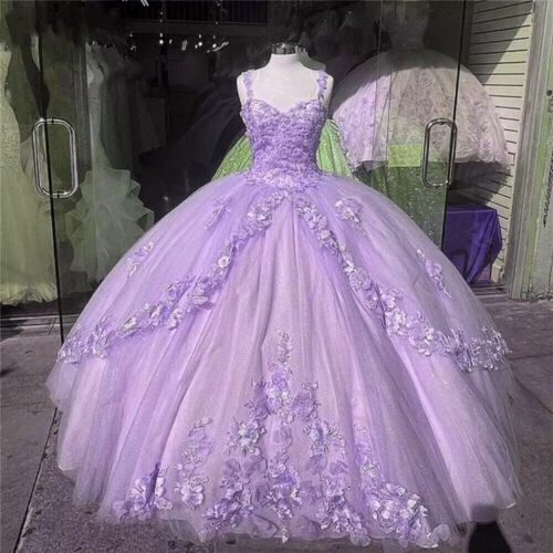 A-line Straps Ball Gown With Appliques Sweet 16 Dress Princess Quinceanera Dresses Lace Appliques Sweet 15 Party Prom Ball Gowns c2557