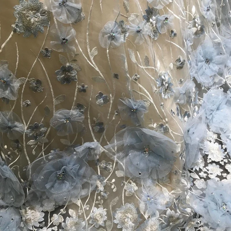 3D Flowers Sequined Quinceanera Dresses Sweet 16 Dress Light Sky Blue Flowers Ball Gown c3255