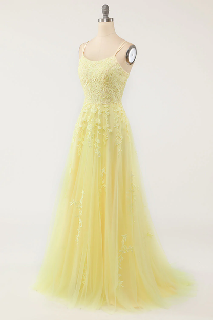 Elegant Lavender / Yellow A-line Prom Dress c2843