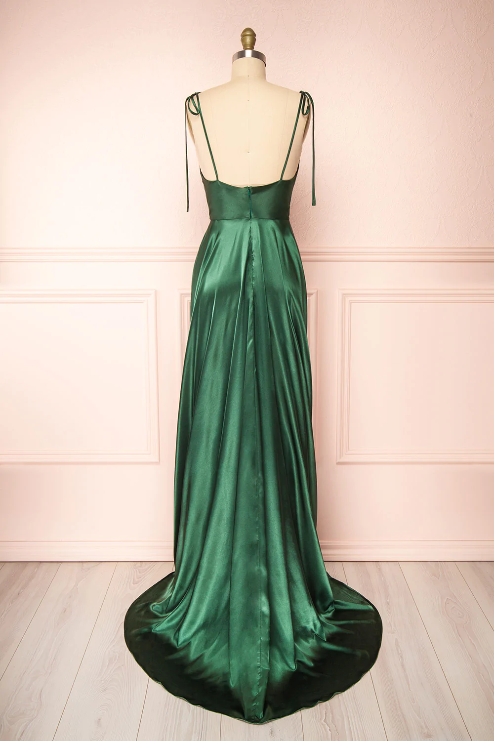 Green Cowl Neck Satin Simple Prom Dress cc414