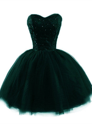 Dark Green Tulle Short Homecoming Dress, Junior Party Dresses c3457