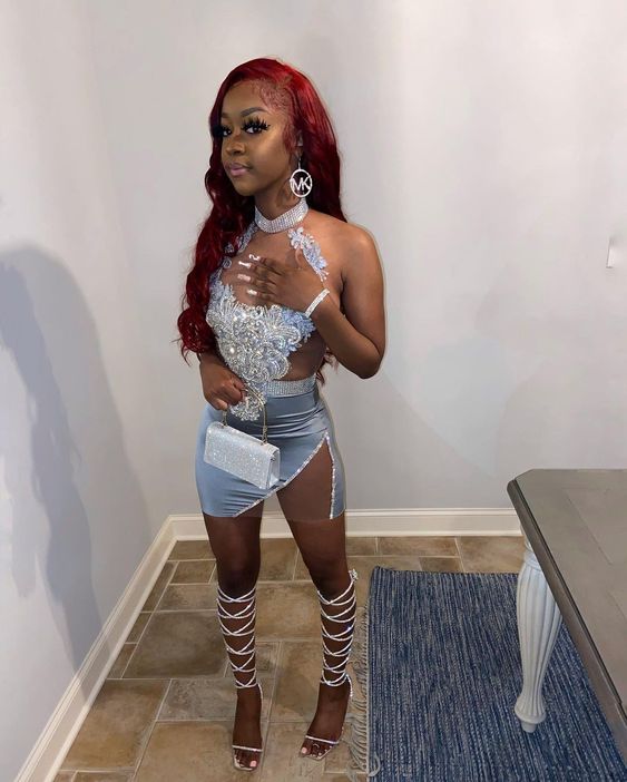 Halter Neckline Sexy Homecoming Dress With Lace Popular Style Party Dress  c3410