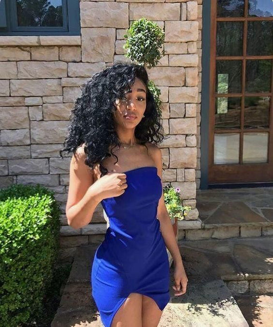 Royal blue short homecoming dress cc33