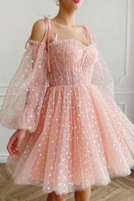 pink homecoming dresses tulle sweetheart Homecoming Dress c2586