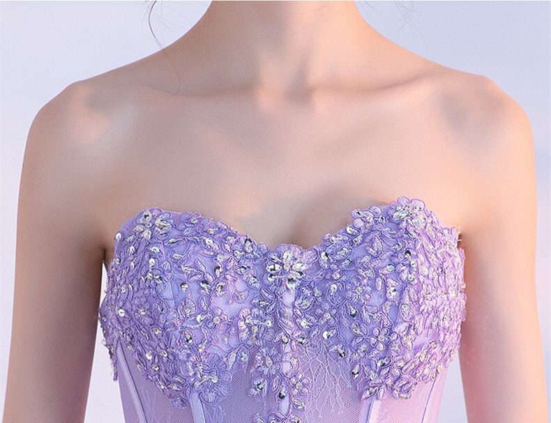 Lilac Sweetheart Tulle Prom Dress Beaded Sequined Princess Prom Dress c3302