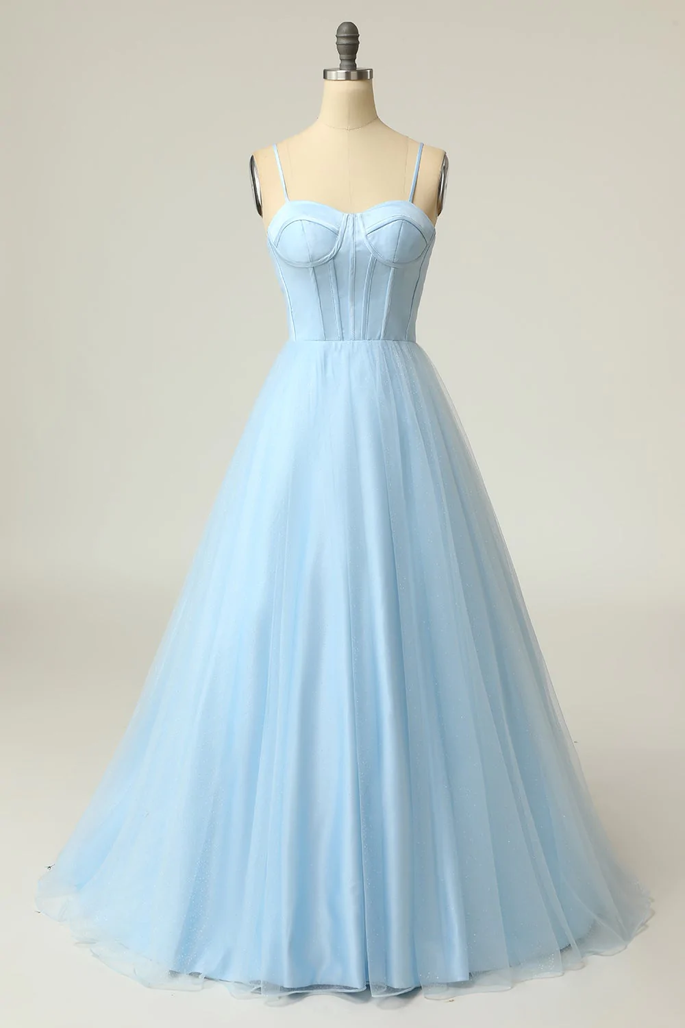 A Line Spaghetti Straps Light Purple Long Prom Dress cc419