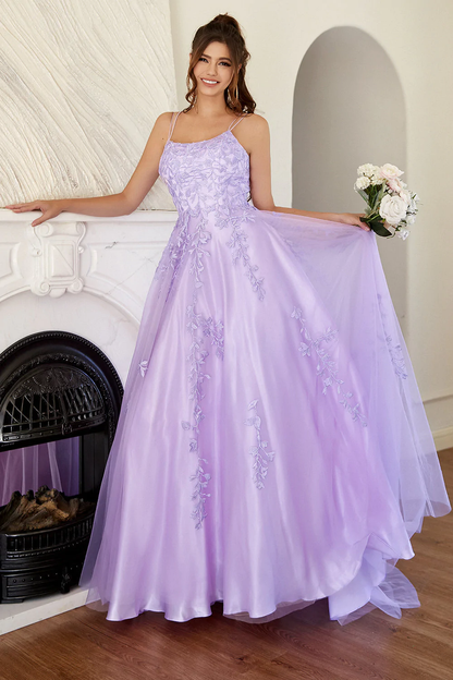 Elegant Lavender / Yellow A-line Prom Dress c2843