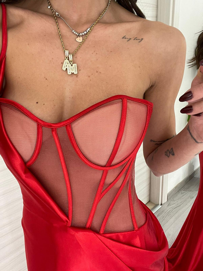 Sexy Mermaid Prom Dress With Split See-through Evening Dress C2104