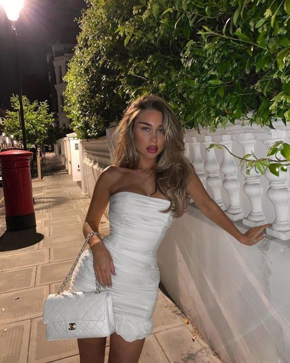 White Bodycon Short Homecoming Dress Strapless Homecoming Dress c3483