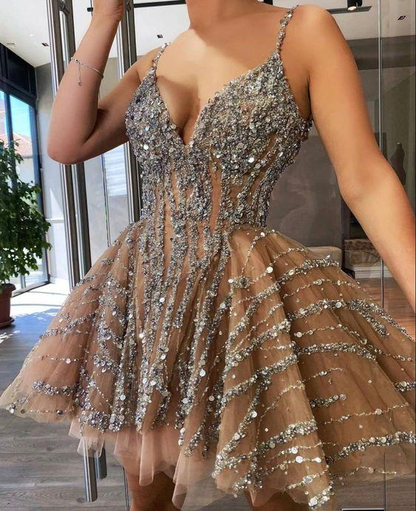 Sexy Straps Party Dress Short Homecoming Dress With Beadeding c3011