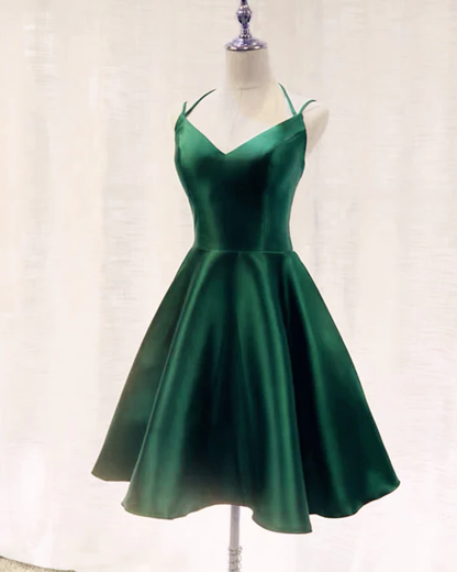 Cute A Line Satin Dresses Short Party Dress Simple Homecoming Dress c2905