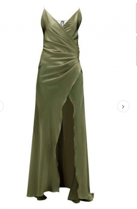 Spaghetti Straps Mermaid Olive Green Prom Dresses With Split C2366