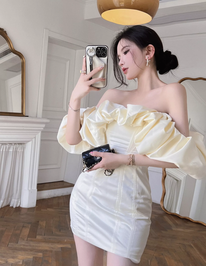Sexy Off The Shoulder Ruffle Dress Short Party Dress  c2556