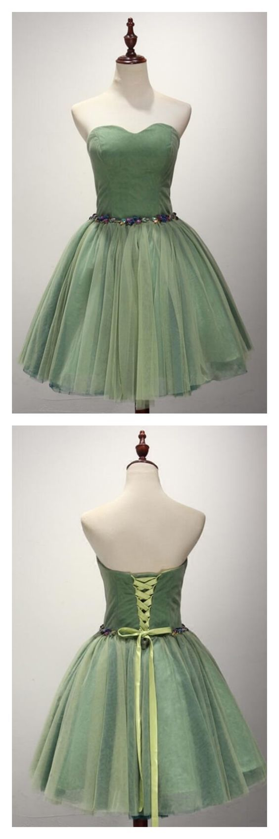Cute green sweetheart neck homecoming dress c3291