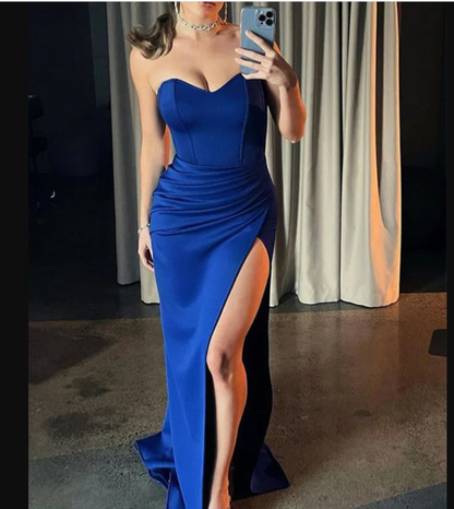 Mermaid Popular Royal Blue Elegant Evening Modest Long Prom Dresses cc442
