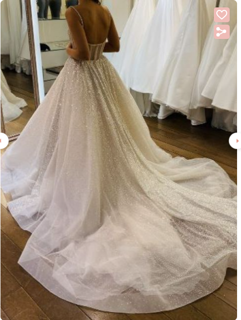 Glitter Beach Wedding Dresses Spaghetti Straps A-Line Bridal Gowns Open Back Long Simple Prom Dress c2568