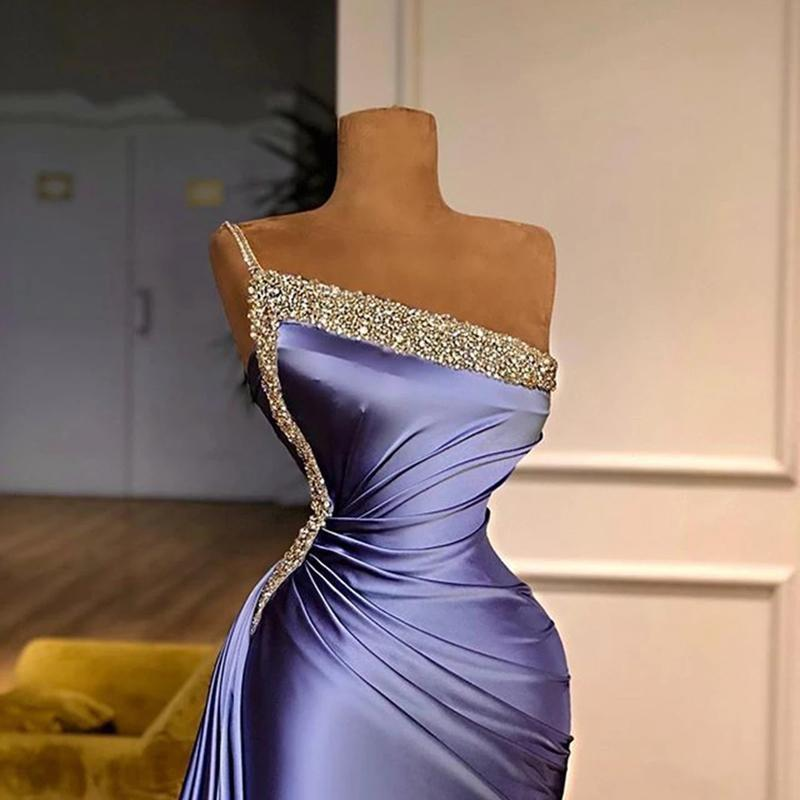 Sexy One Shoulder Short Prom Party Dress with Detachable Skirt Shiny Beaded Top Formal Women Dresses Custom Made  C1257