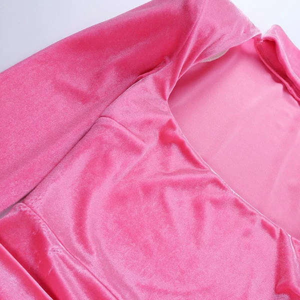 Velvet High Neck Shoulder Pads Mini Dress Party Dress c3105