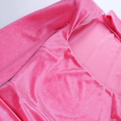 Velvet High Neck Shoulder Pads Mini Dress Party Dress c3105