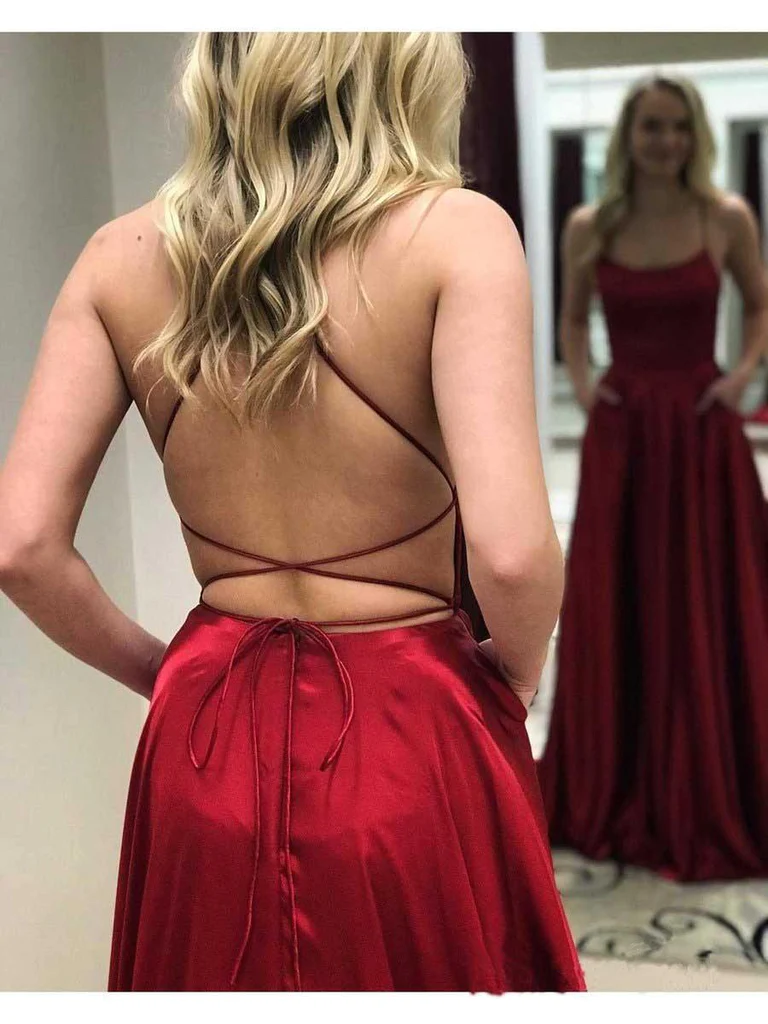 Charming Burgundy Side Slit Long Evening Dress, Sexy Prom Dresses C1726