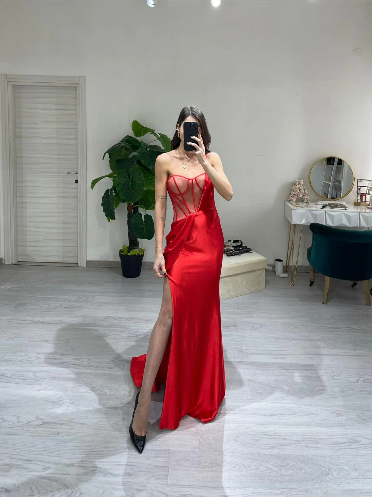 Sexy Mermaid Prom Dress With Split See-through Evening Dress C2104
