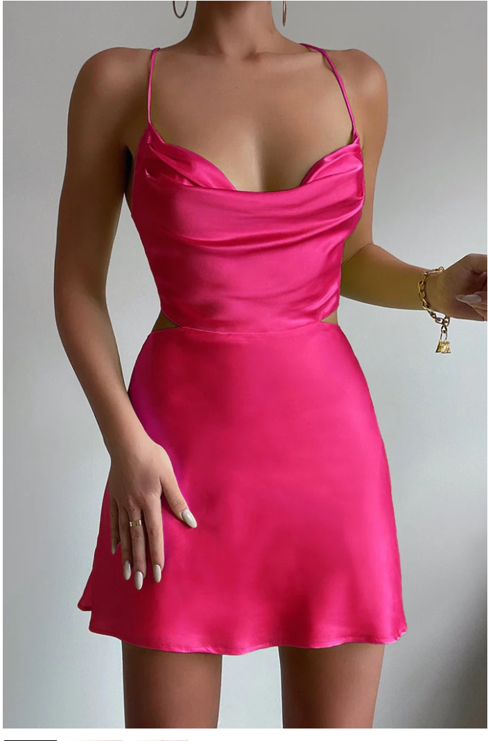 Fuchsia Straps Simple Short Homecoming Dress Backless Party Dress  cc27