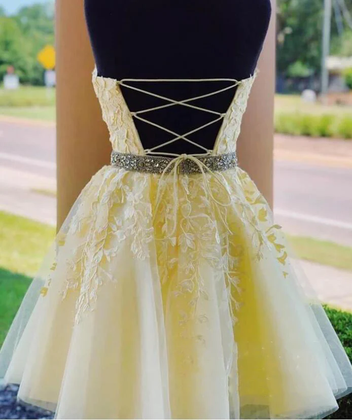 Corset Halter Short Graduation Dress White Lace Cocktail Party Dress for Junior Girls Beaded Belt  c3427