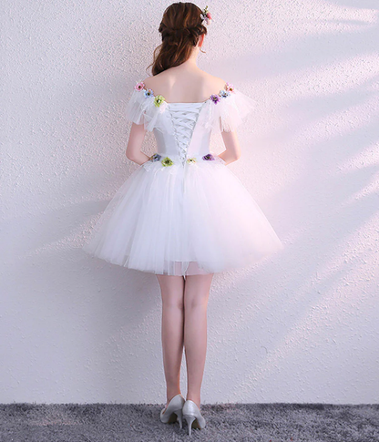 cute tulle lace short homecoming dress lace-up back party dress c2699