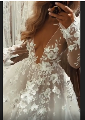 White lace appliqué long prom dress white evening dress C1280