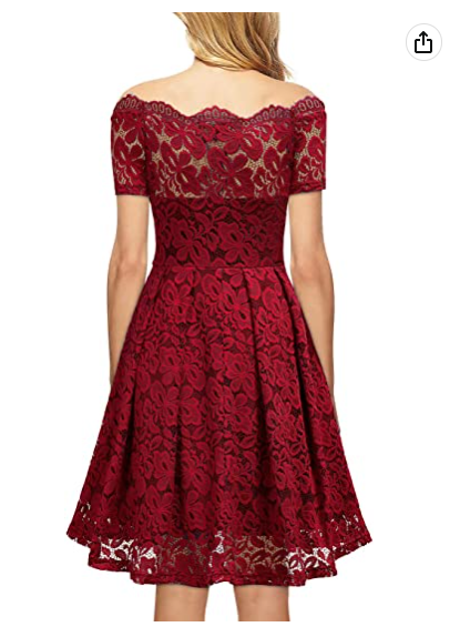 Women's Vintage Floral Lace Short Sleeve Boat Neck Cocktail Party Swing Dress Homecoming Dress c2680