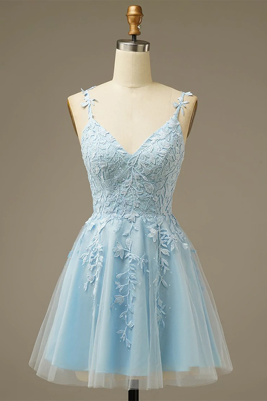 A-line V Neck Homecoming Dress With Appliques c2488