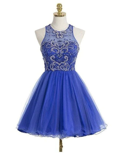 Royal Blue Short Homecoming Dress Freshman Open Back Homecoming Dress c2813