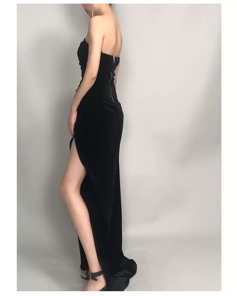 Strapless Black Prom Dress , Classic Evening Dress cc501