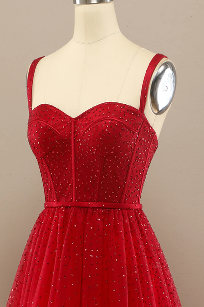 Beautiful Red Sweetheart Prom Dress with Beading cc456