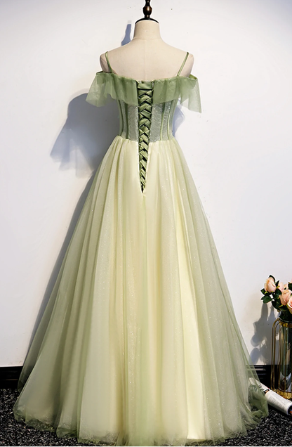 Light Green Pleated Floral Embroidery Long Prom Dress Medieval Renaissance Gown  cc23