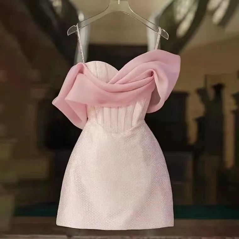 Pink Short Sleeve Bodycon Mini Dress Party Dress Graduation Gifts Lady Short Hoco Dress cc201