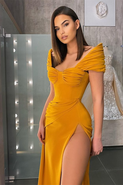 Off-the-Shoulder Mermaid Prom Dress Slit Long c2622