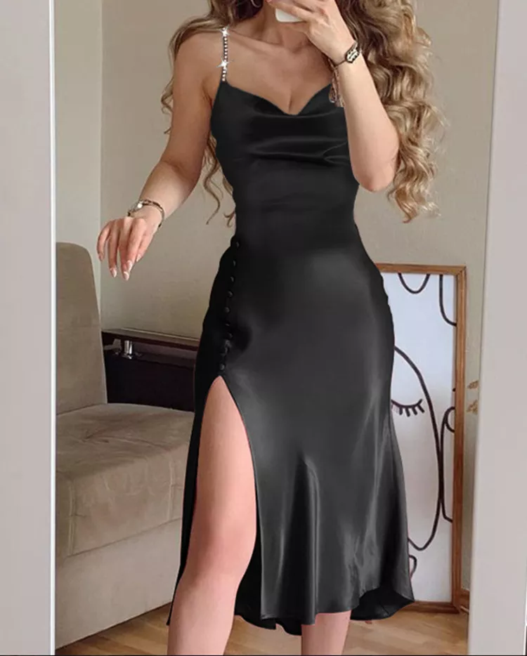 A-Line Sleeveless Party Dresses Simple Formal Dress With Split c3333