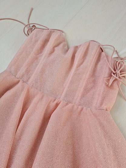 short evening dress with lantern sleeves, graduation dress sparkly homecoming dress c2591