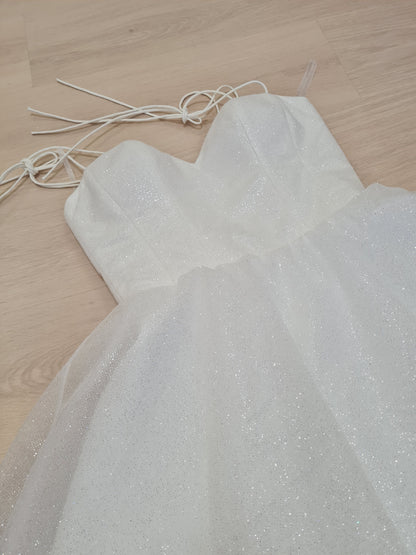 short evening dress with lantern sleeves, graduation dress sparkly homecoming dress c2591