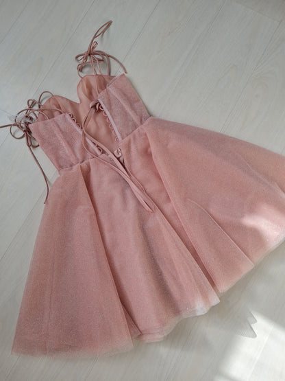 short evening dress with lantern sleeves, graduation dress sparkly homecoming dress c2591