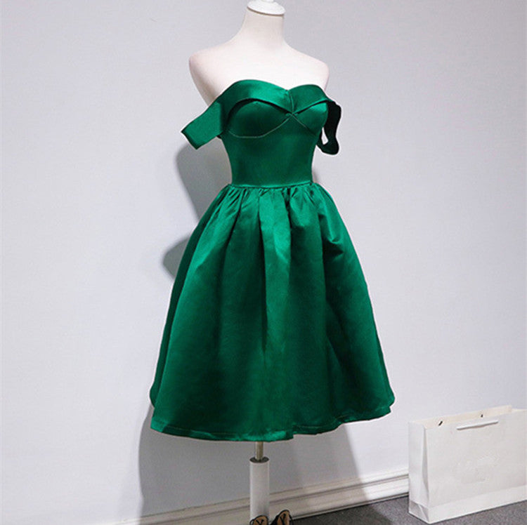 Off Shoulder Hunter Green Short Party Dresses Semi Formal Occasion Evening Gowns Homecoming Dress c2641