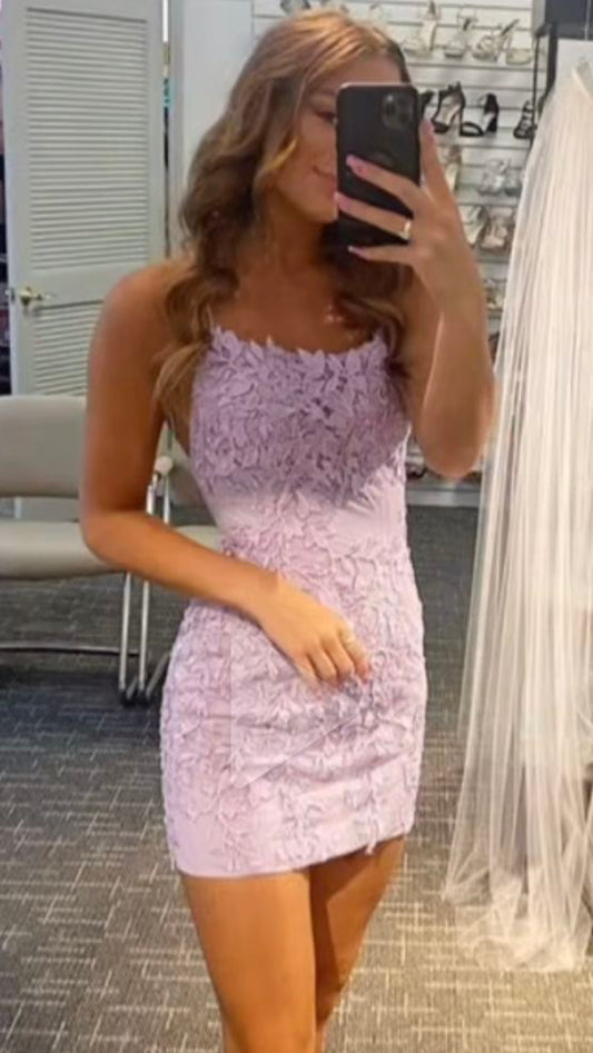 Purple Lace Homecoming Dress New Arrival Party Dress c2599