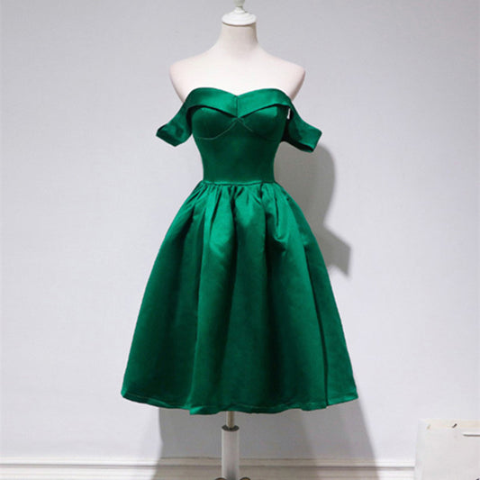 Off Shoulder Hunter Green Short Party Dresses Semi Formal Occasion Evening Gowns Homecoming Dress c2641