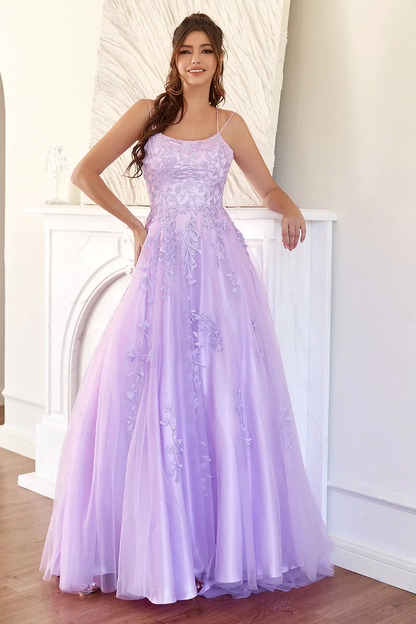 Elegant Lavender / Yellow A-line Prom Dress c2843