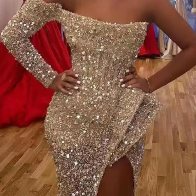 Sexy Fashion Off Shoulder Silver Long Prom Dress C1515