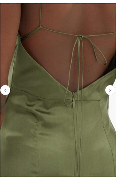 Spaghetti Straps Mermaid Olive Green Prom Dresses With Split C2366