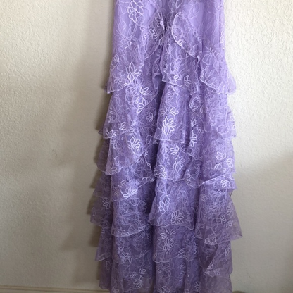 Purple Lace Long Prom Dress Backless Evening Dress Stunning Prom Dress cc361