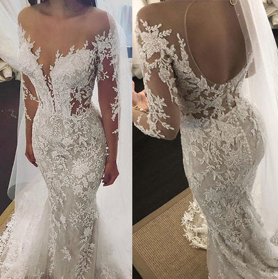 Mermaid Prom Dresses Bridal Gown with Appliques C488